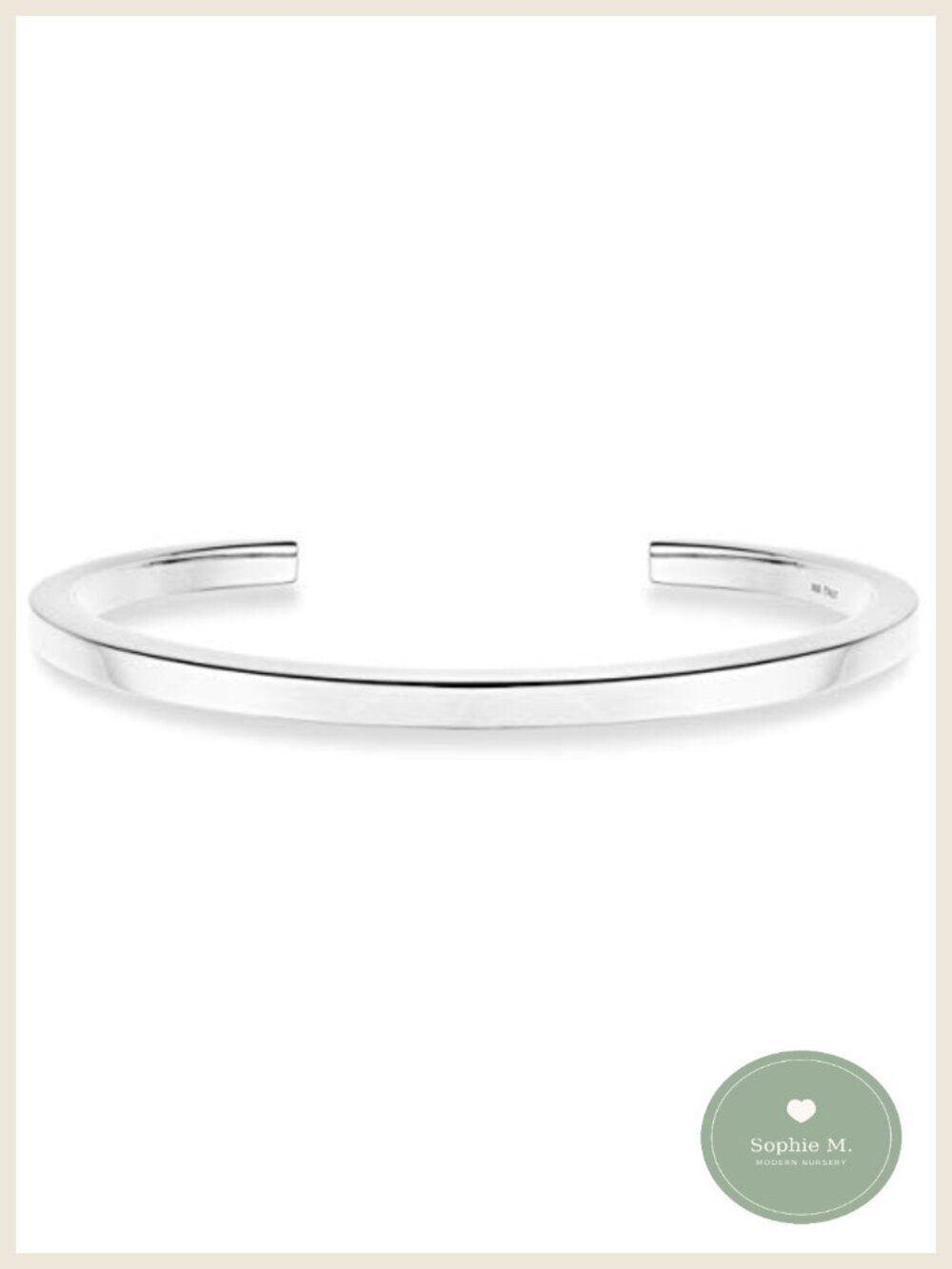 Italian 925 Sterling Silver 4mm Squared Cuff Bangle Bracelet